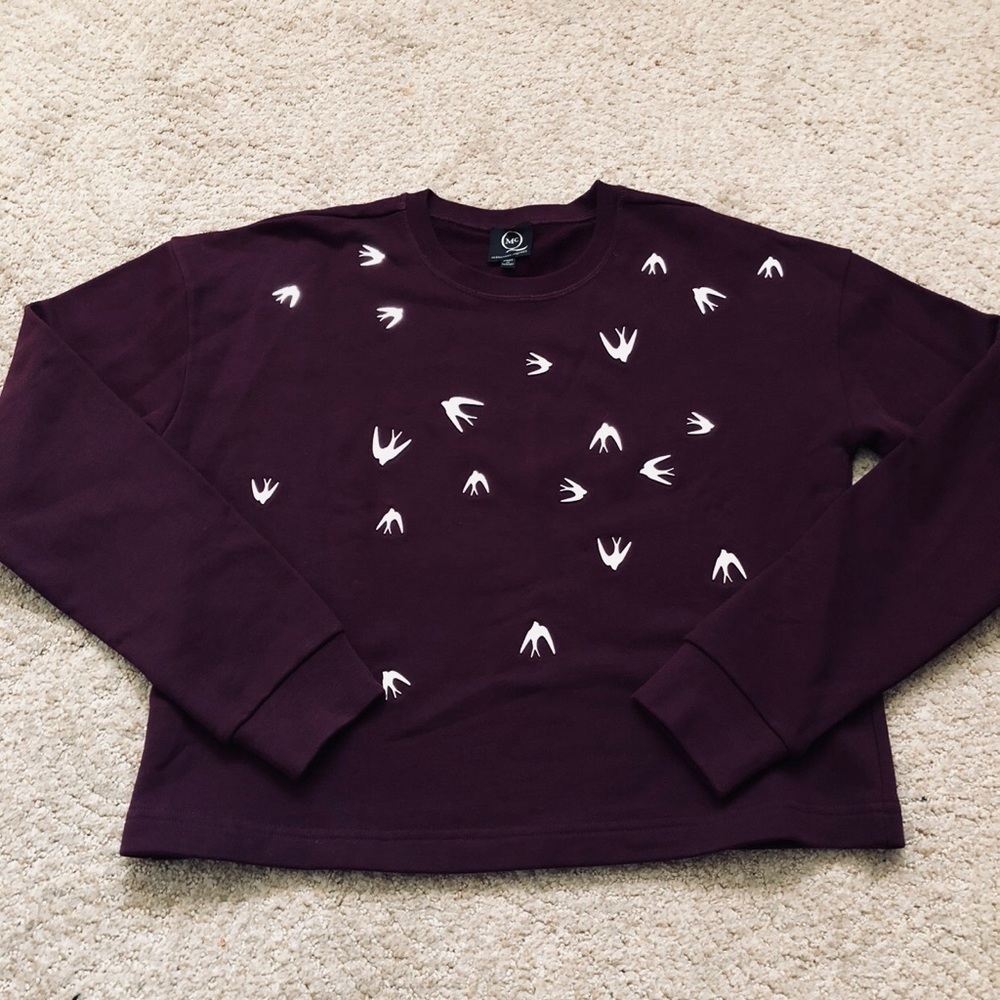 Alexander McQueen Purple Sweatshirt with silver birds attached